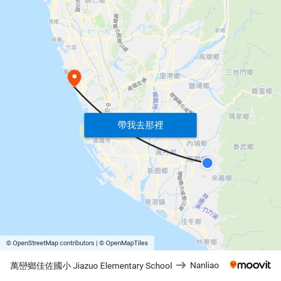 萬巒鄉佳佐國小 Jiazuo Elementary School to Nanliao map