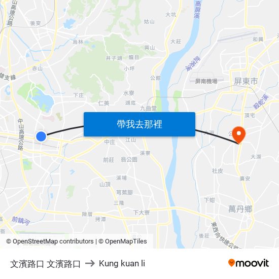 文濱路口 文濱路口 to Kung kuan li map