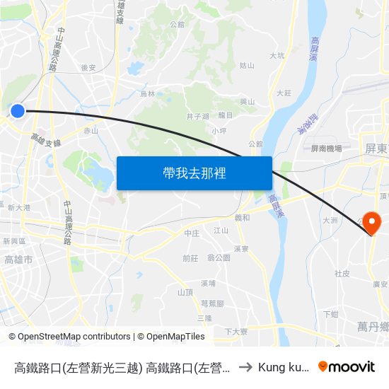 高鐵路口(左營新光三越) 高鐵路口(左營新光三越) to Kung kuan li map