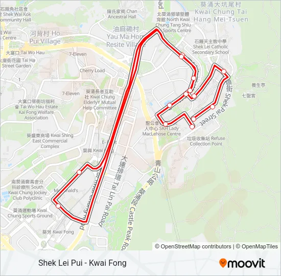 石梨貝 — 葵芳 Bus Line Map