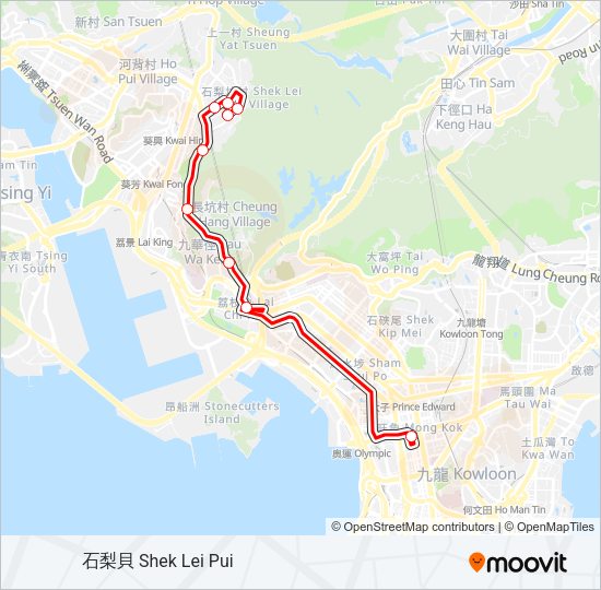 巴士旺角(朗豪坊) - 石梨貝的線路圖