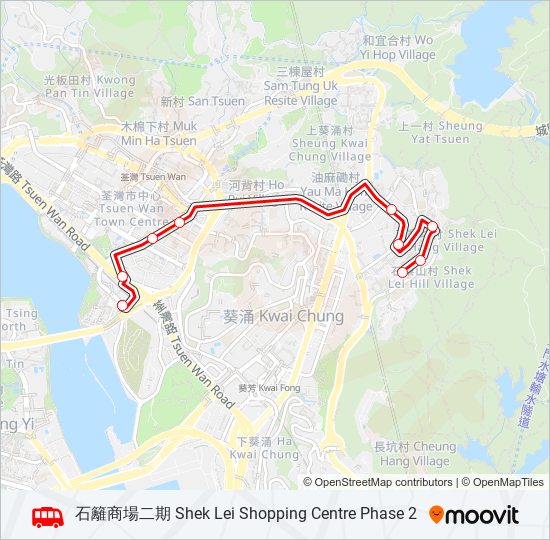 荃灣(永順街) - 石籬商場二期 bus Line Map