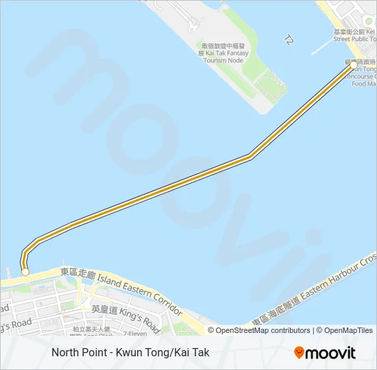 北角 - 觀塘/啟德 Ferry Line Map