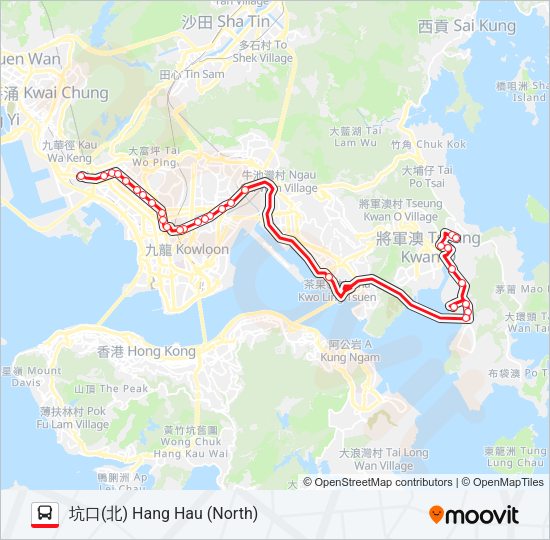 巴士298X的線路圖