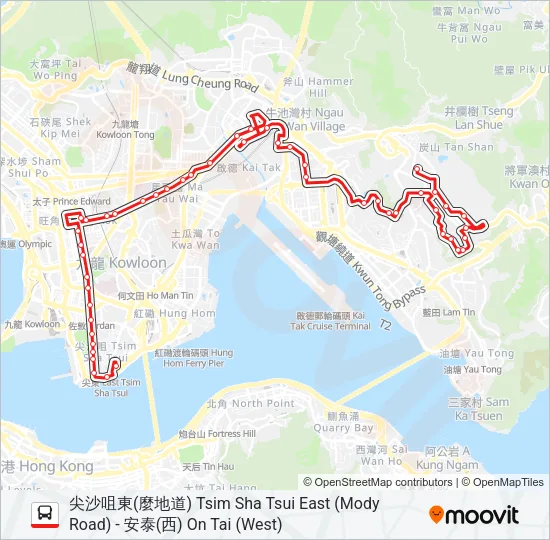 N213 Bus Line Map