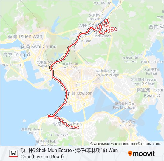 巴士980A的線路圖