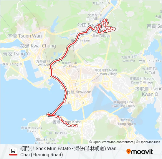 980A Bus Line Map