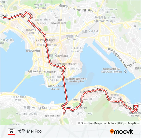 N122 Bus Line Map