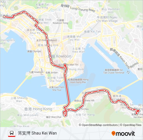 巴士N122的線路圖