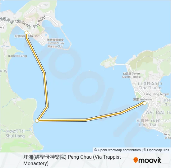 坪洲/聖母神樂院 - 愉景灣 Ferry Line Map