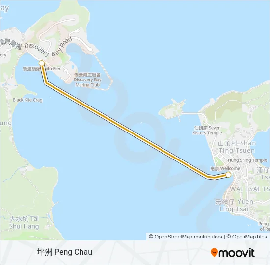坪洲/聖母神樂院 - 愉景灣 Ferry Line Map