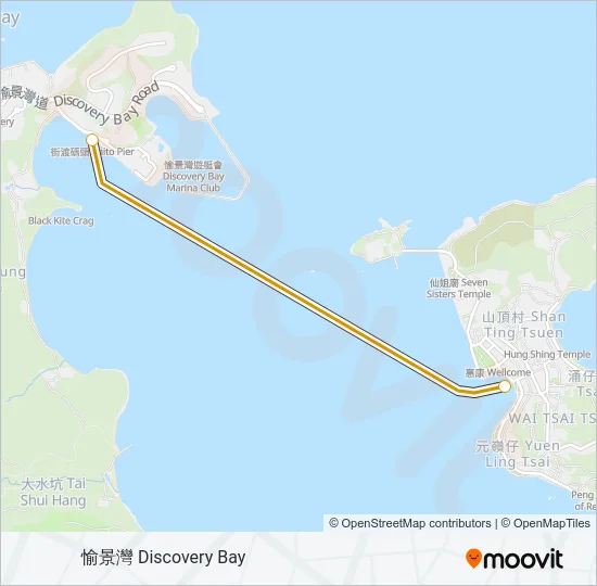坪洲/聖母神樂院 - 愉景灣 Ferry Line Map