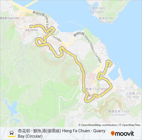巴士N8的線路圖