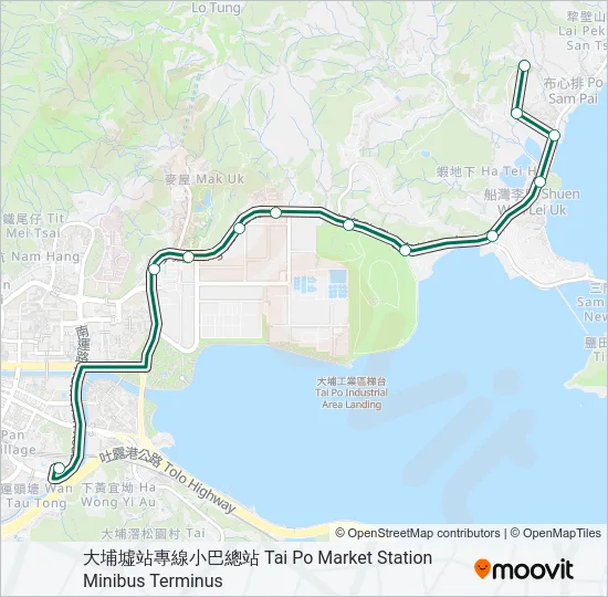 巴士20T的線路圖