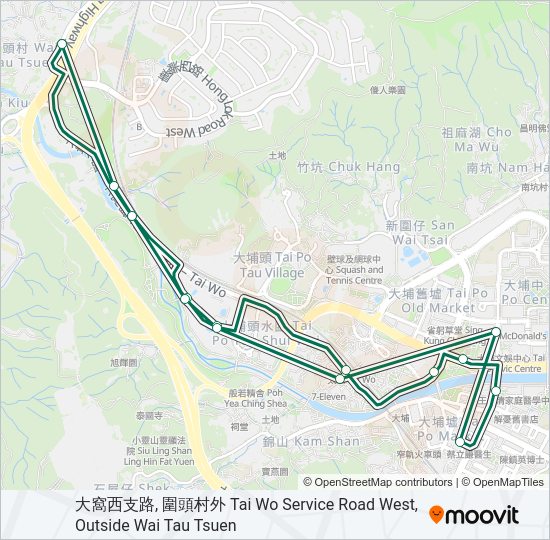 巴士21K的線路圖