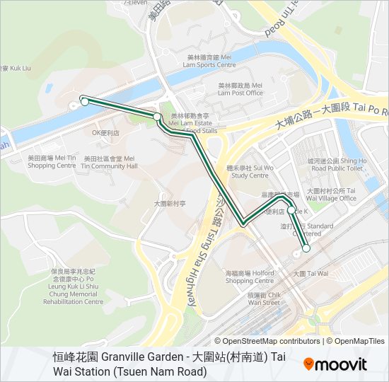 巴士63B的線路圖