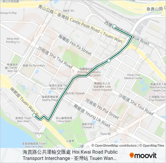 巴士95K的線路圖