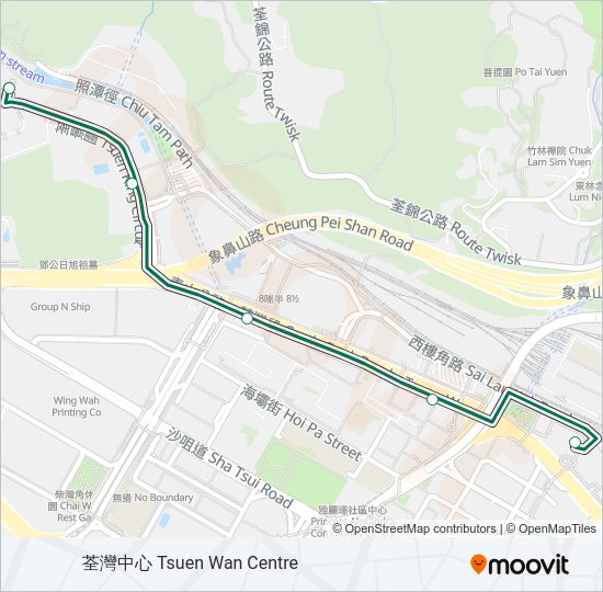 巴士95M的線路圖