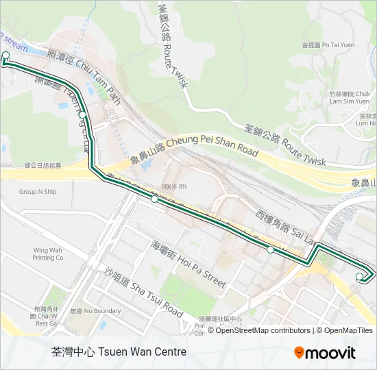 巴士95M的線路圖