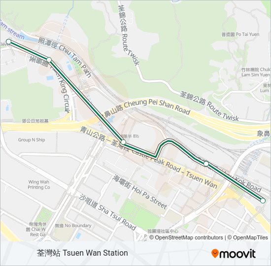 巴士95M的線路圖