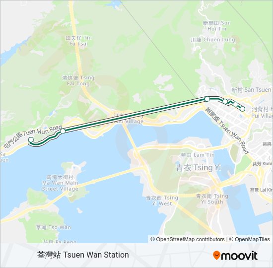 巴士96M的線路圖