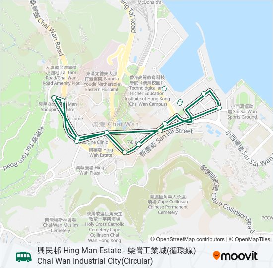 巴士20M的線路圖