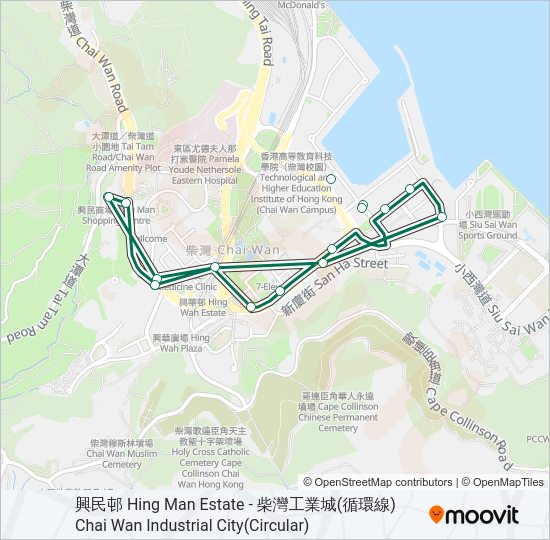 巴士20M的線路圖