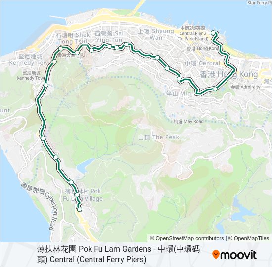 巴士22S的線路圖