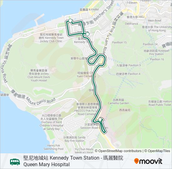 54M bus Line Map