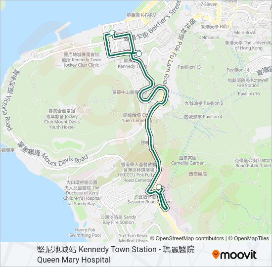 巴士54M的線路圖