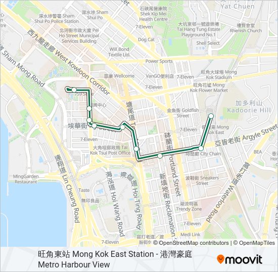 巴士12B的線路圖