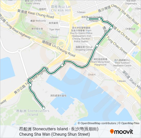 巴士44M的線路圖