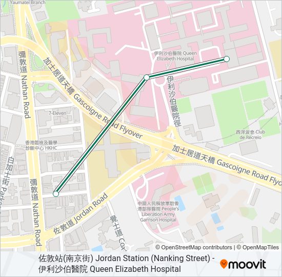 巴士57M的線路圖