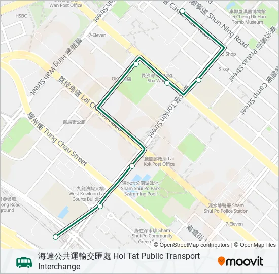 巴士75M的線路圖