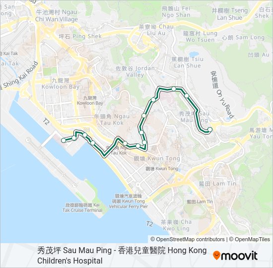 巴士90B的線路圖