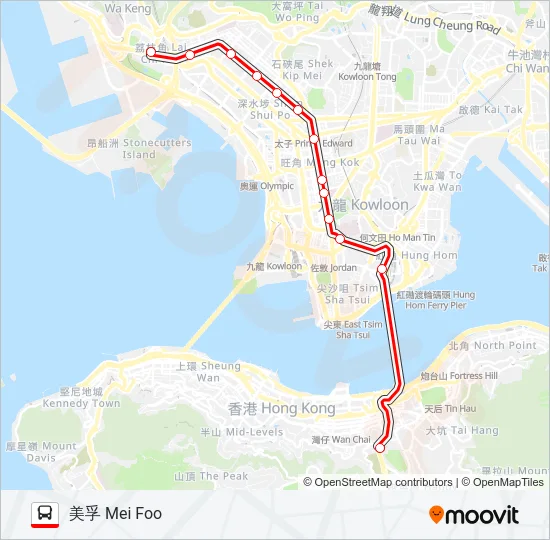 102R Bus Line Map