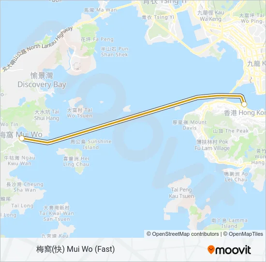中環 - 梅窩(快) Ferry Line Map