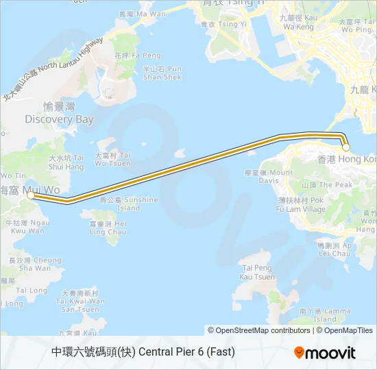 中環 - 梅窩(快) Ferry Line Map