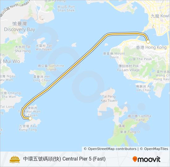 中環 - 長洲(快) ferry Line Map