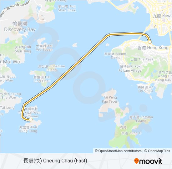 中環 - 長洲(快) Ferry Line Map