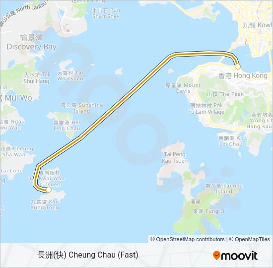 中環 - 長洲(快) Ferry Line Map