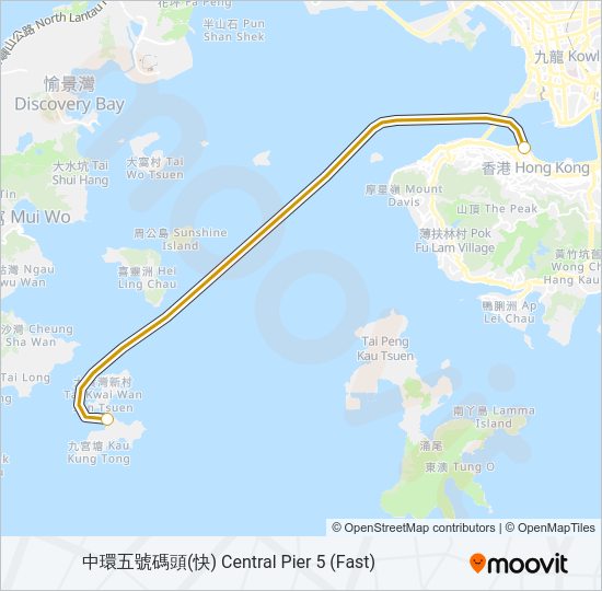 中環 - 長洲(快) Ferry Line Map