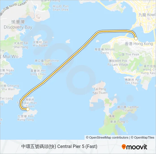 中環 - 長洲(快) Ferry Line Map