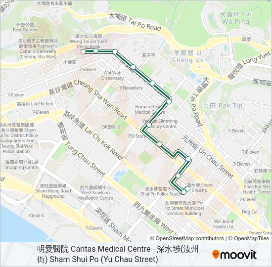 巴士75S的線路圖