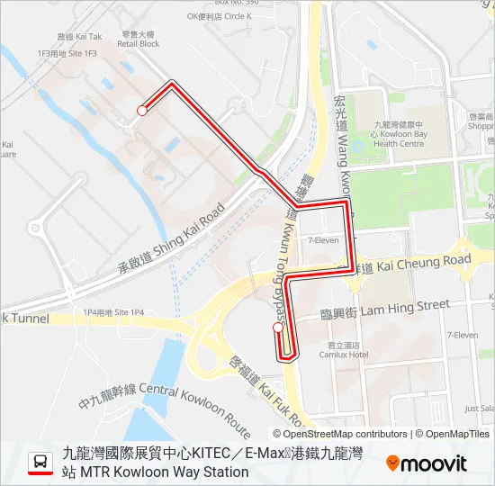 巴士KITEC／E-MAX  穿梭巴士 SHUTTLE BUS的線路圖