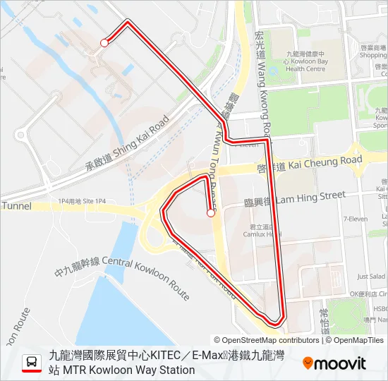 巴士KITEC／E-MAX  穿梭巴士 SHUTTLE BUS的線路圖