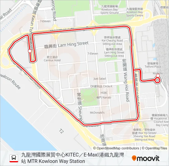 KITEC／E-MAX  穿梭巴士 SHUTTLE BUS Bus Line Map