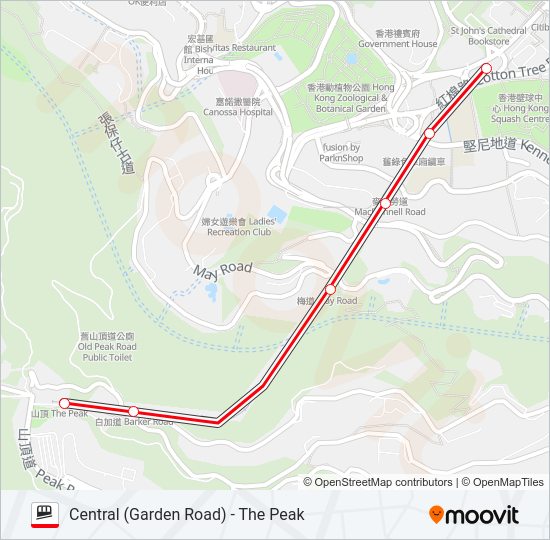 中環(花園道) - 山頂 Funicular Line Map