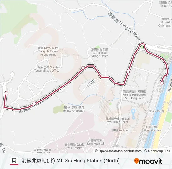 K54A Bus Line Map