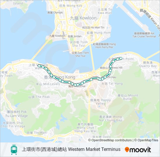 石塘咀 - 北角 light rail Line Map